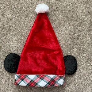 2020 Disney Parks Christmas Holiday Flannel Plaid Santa Mickey Ears Hat Adult